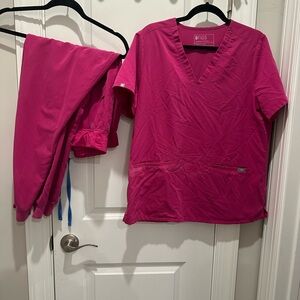 FIGS pink Scrub Top & Pants Set